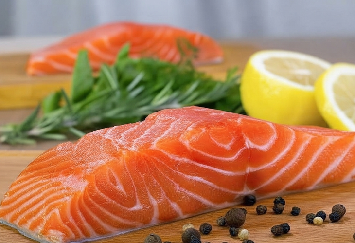 Cá hồi, cá mú, cá bơn giàu omega-3 tốt cho não bộ.